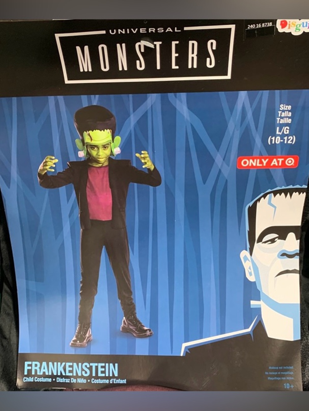 New Frankenstein Monster boys size 10/12 deluxe jumpsuit soft headpiece costume